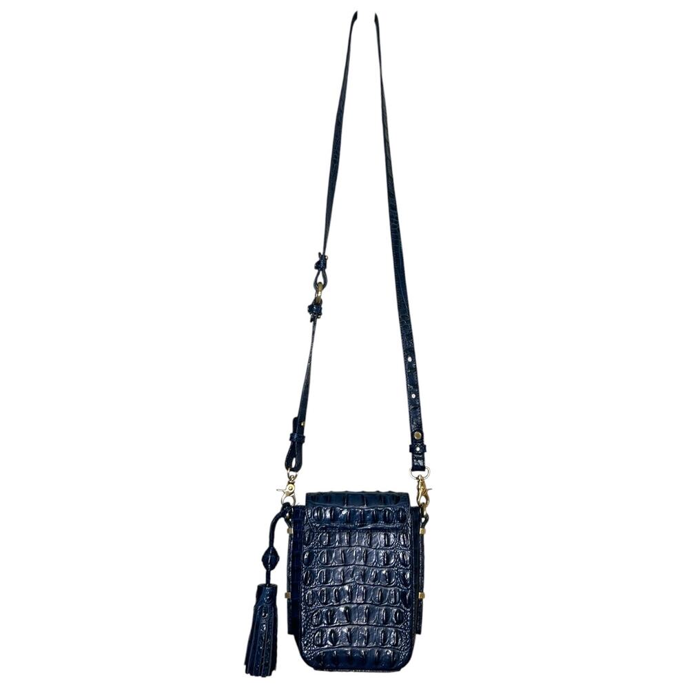 Brahmin, 'Sloane' Croc Small Camera, Phone Bag, Navy Melbourne, Genuine Leather - Picture 3 of 14